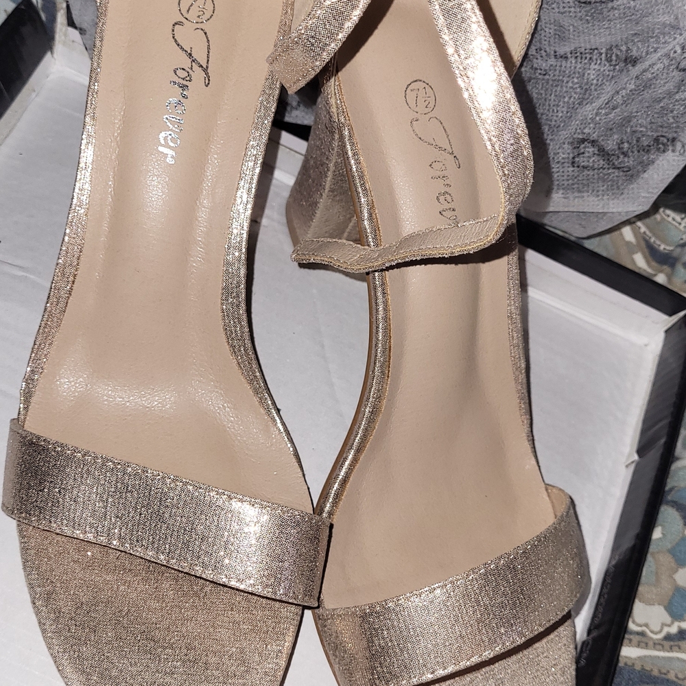 Forever Shimmering Champagne Open-Toe Heeled Sandals